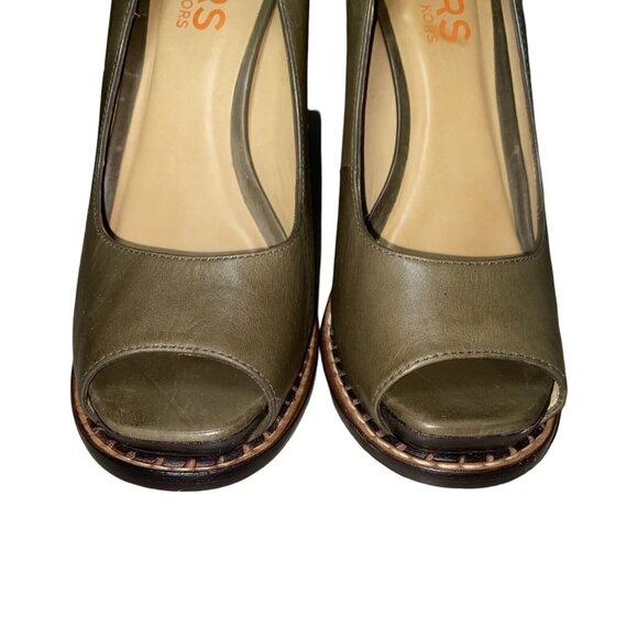 Michael Kors Peep Toe Leather Stiletto Heels - Size 8 - Picture 5 of 13